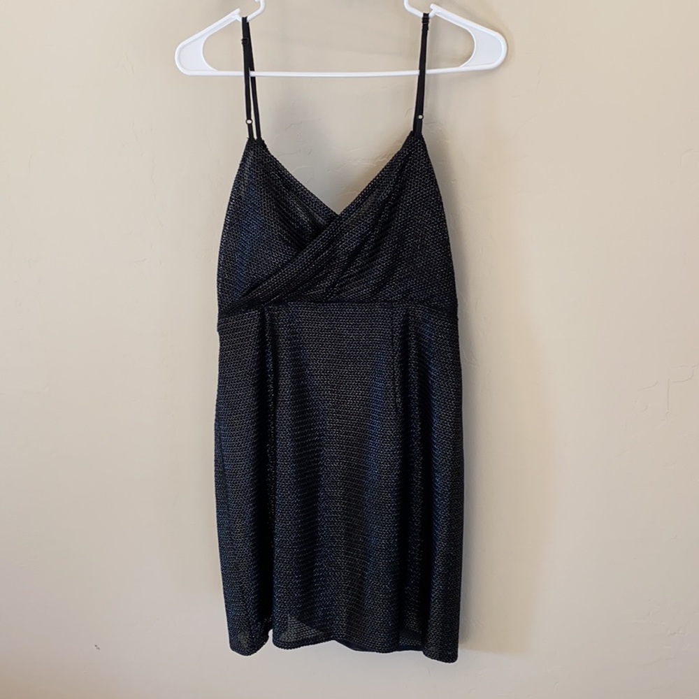 Urban Outfitters Silence + Noise Black Metallic Mesh Mini Dress